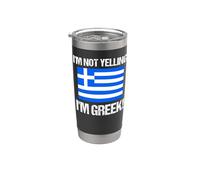 Bandera internacional griega con texto en inglés "I'm Not Yelling" Vaso térmico de acero inoxidable de doble pared