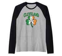 Bandera Irlandesa de Cleveland Ohio Midwest San Patricio Camiseta Manga Raglan