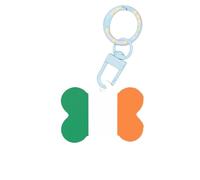 Bandera irlandesa impresión moda perro etiquetas acrílico llavero perro hueso forma doble cara patrón etiquetas para perros y gatos