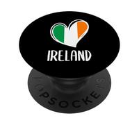 Bandera Irlandesa patriótica de corazón de Irlanda para niños y niñas PopSockets PopGrip Adhesivo