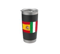 Bandera Italia España Orgulloso Aficionado Español Italiano Vaso térmico de acero inoxidable de doble pared