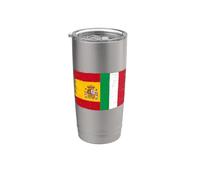 Bandera Italia España Orgulloso Aficionado Español Italiano Vaso térmico de acero inoxidable de doble pared