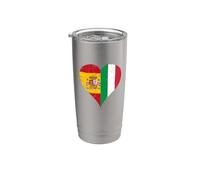 Bandera Italia España Orgulloso Aficionado Español Italiano Vaso térmico de acero inoxidable de doble pared
