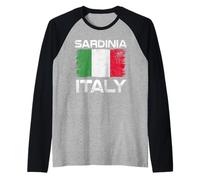 Bandera Italiana de Cerdeña con diseño de Bandera Italiana Camiseta Manga Raglan