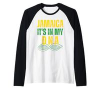 Bandera jamaicana de Jamaica It`s In My DNA para Hombres, Mujeres y niños Regalo Camiseta Manga Raglan