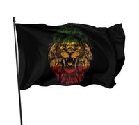 Bandera jamaicana Rasta Lion de 3 x 5 pies para exteriores. Bandera de temporada para jardín, patio, porche, casa de campo y decoración del hogar.