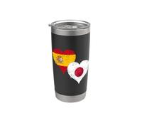 Bandera Japón España Orgulloso Aficionado Español Japonés Vaso térmico de acero inoxidable de doble pared