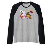 Bandera Japón Venezuela Raíces Japonesas-Venezolanas Camiseta Manga Raglan