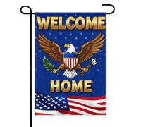 Bandera Jardín Bienvenido A Casa, Águila - Patriota Estadounidense Anti Decoloración Garden Banderas Ligera Garden Flag Para Césped Porche Patio Al Aire Libre 30X45Cm