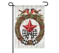 Bandera Jardín Corona Navideña De Dos Pájaros Ligera Garden Flag Anti Decoloración Estandarte Exterior Para Porche Playa Patio Al Aire Libre 30X45Cm