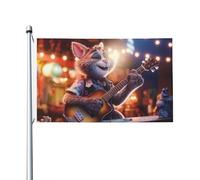 Bandera Jardín Gato Toca La Guitarra Y Canta Garden Banderas 90X150Cm | Bandera Jardín Ligero Resistentes Estandararte Exterior Para Exterior E Interior Balcón Eventos Banderas Del Patio
