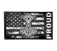 Bandera Jardín Martillo De Thor Vikingo Nórdico Estandararte Exterior Ligero Garden Banderas Calidad Banderas Del Patio Para Césped 90X150Cm