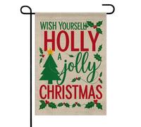 Bandera Jardín ¡Que Tengas Unas Felices Y Alegres Fiestas Navideñas! Anti Decoloración Bandera Divertidas Ligera Estandarte Exterior Para Porche Césped Patio Al Aire Libre 30X45Cm