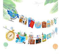 Bandera la Aventura Espera Suministros para Fiestas de Viaje Comienza la Aventura Guirnalda cumpleaños graduación jubilación Despedida decoración Fiesta de Despedida de Soltera