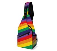 Bandera Lgbtq Con Rayas Onduladas De Arcoíris, Mes Del Orgullo Gay Unisex Mochila Bandolera Antirrobo Bolsa Cruzada Ligero Bolsos De Hombro Para Senderismo Acampar Correr