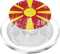 Bandera Macedonia Vintage para Abanico, Bandera de Macedonia Retro PopSockets PopGrip para MagSafe