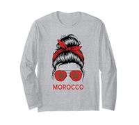 Bandera marroquí Proud Cheer Morocco Girl My Country Favorite Manga Larga