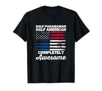 Bandera Media Americana y panameña de Panamá USA Vintage para Hombre Camiseta