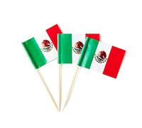 Bandera mexicana de México, pequeñas banderas de palillos de dientes de México para alimentos, cupcakes, cócteles, aperitivos, decoraciones de fiesta de bar