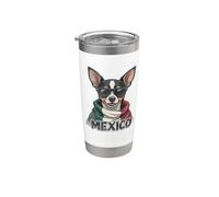 Bandera mexicana de perro chihuahua vintage Vaso térmico de acero inoxidable de doble pared