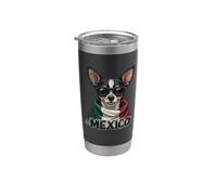 Bandera mexicana de perro chihuahua vintage Vaso térmico de acero inoxidable de doble pared