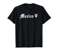 Bandera Mexicana Día de la Independencia México Blackletter Gothic Camiseta gráfica económica, Hombre, Negro, M