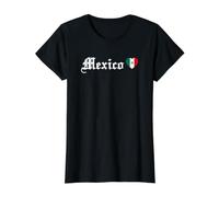 Bandera Mexicana Día de la Independencia México Blackletter Gothic Camiseta gráfica económica, Mujer, Negro, S