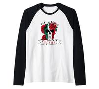 Bandera Mexicana Día de la Independencia México Mi Amor Skull Roses Camiseta Manga Raglan