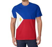 Bandera Nacional Filipinas T-Shirt para Hombre | Ligera, Transpirable, Manga Corta, Estilo Patriótico Y Casual, Cómoda Y Moderna,para Vacaciones De Verano O Uso Diario