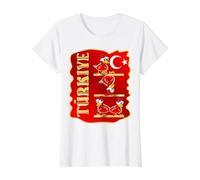 Bandera Nacional Turca TÜRKIYE Gallo Niños Turquía Camiseta gráfica económica, Mujer, Blanco, XL