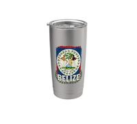 Bandera nacional vintage envejecida de Belice Vaso térmico de acero inoxidable de doble pared