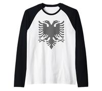 Bandera Negra Albania Águila Albanesa Shqip Shqiperia Camiseta Manga Raglan