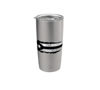 Bandera negra de Puerto Rico Resiste Boricua Island Flag Taino Art Vaso térmico de acero inoxidable de doble pared