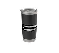 Bandera negra de Puerto Rico Resiste Boricua Island Flag Taino Art Vaso térmico de acero inoxidable de doble pared