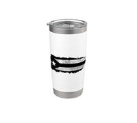 Bandera negra de Puerto Rico Resiste Boricua Island Flag Taino Art Vaso térmico de acero inoxidable de doble pared