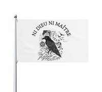 Bandera Ni Dieu Ni Maitre No Gods No Masters de 3x5 pies para decoración de interiores y exteriores, pancarta para procesiones con 2 ojales.