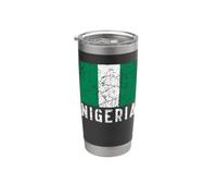 Bandera nigeriana de Nigeria África envejecida para hombres, mujeres y niños Vaso térmico de acero inoxidable de doble pared