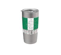 Bandera nigeriana de Nigeria África envejecida para hombres, mujeres y niños Vaso térmico de acero inoxidable de doble pared