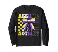 Bandera no binaria Orgullo LGBTQ Coquette Bow Asumir Nada Manga Larga