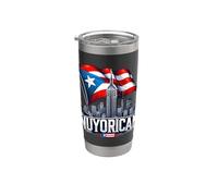 Bandera Nuyorican Puerto Rico Nueva York Boricua Nueva York Vaso térmico de acero inoxidable de doble pared