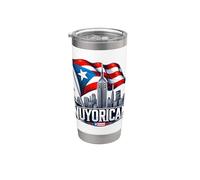 Bandera Nuyorican Puerto Rico Nueva York Boricua Nueva York Vaso térmico de acero inoxidable de doble pared