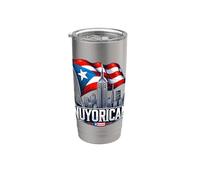 Bandera Nuyorican Puerto Rico Nueva York Boricua Nueva York Vaso térmico de acero inoxidable de doble pared
