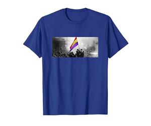 Bandera Ondeando República Española Camiseta, Hombre, Azul Real, XXL