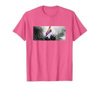 Bandera Ondeando República Española Camiseta, Hombre, Rosa Jaspeado, XL