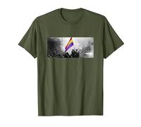 Bandera Ondeando República Española Camiseta, Hombre, Verde Oliva, XL