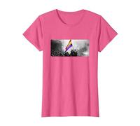 Bandera Ondeando República Española Camiseta, Mujer, Rosa Jaspeado, M