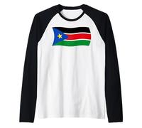 Bandera Ondulada de Sudán del Sur África Sudanesa A Camiseta Manga Raglan
