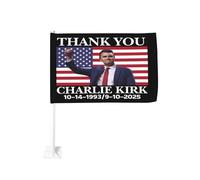 Bandera para coche Gracias Charlie Kirk Banderas Descansa en paz 12"x18" pulgadas Bandera de jardín de doble cara para vehículos