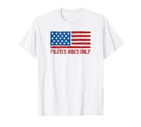 Bandera patriótica Americana de Pilates Vibes Only 4 de Julio de Estados Unidos Camiseta