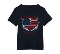 Bandera patriótica de corazón God Bless America Camiseta, Mujer Tallas Grandes, Negro, 1XL Grande